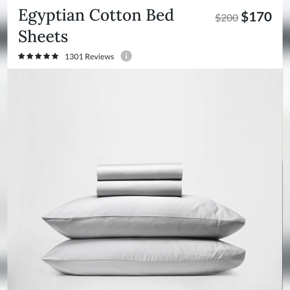 Brand New Silk & Snow Premium Egyptian Cotton Bed Sheets - Gray